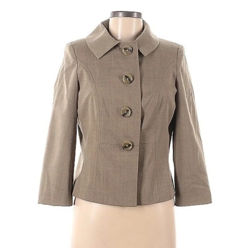 Vintage Banana Republic Y2K Tan Wool Blend Button Down Blazer Jacket Size M Med